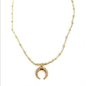 Gold Double Horn Necklace
